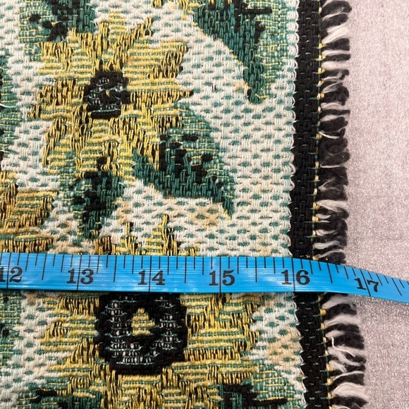 Set of 6 Vintage Sunflowers Woven Tapestry Placemats Green Yellow fringed - Picture 4 of 6
